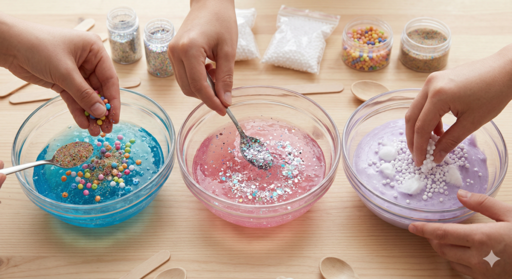 Adding Fun Textures to Make Slime No Glue