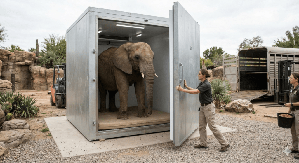 Executing the plan to put an elephant into a refrigerator