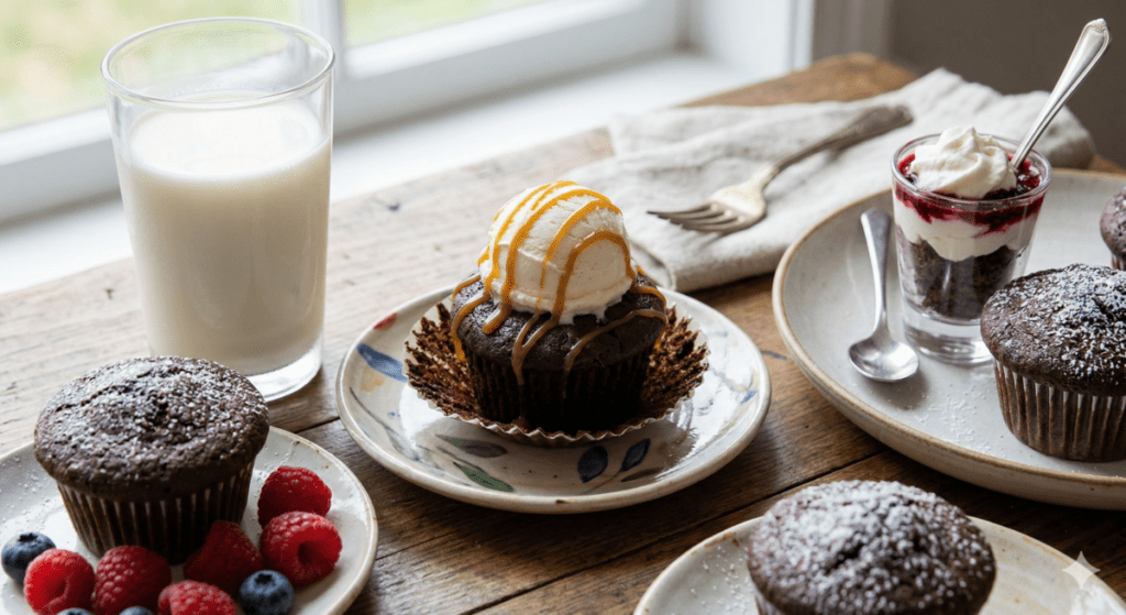 Serve the brownie muffins