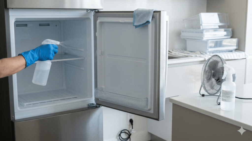 Deep cleaning a freezer