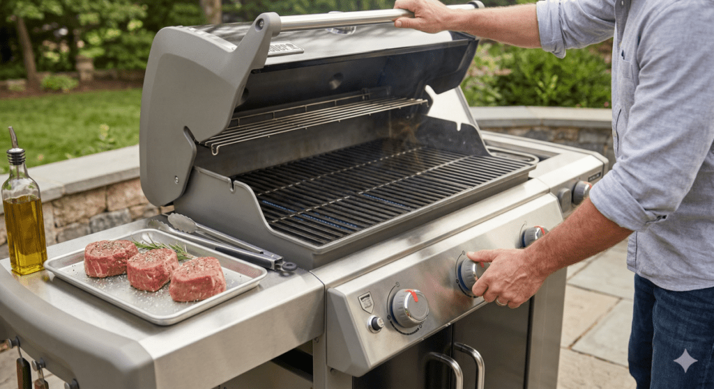 Setting Up The Gas Grill to Grill Filet Mignon on Gas Grill Weber