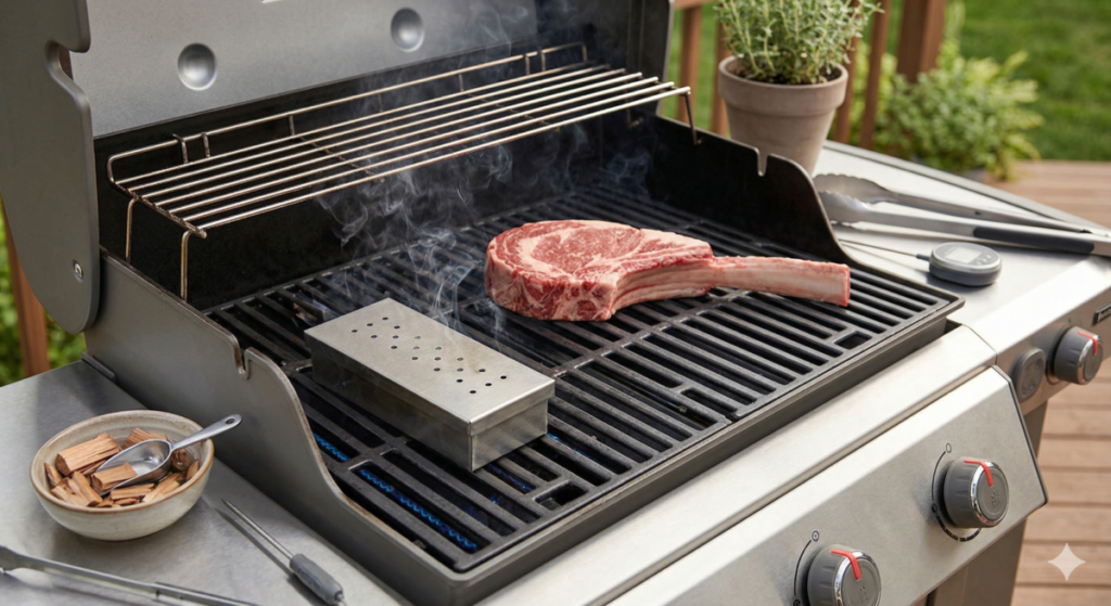 Adding Wood Smoke On A Gas Grill