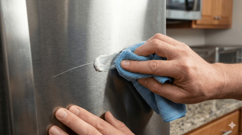 Apply And Rub Gently over the scratch