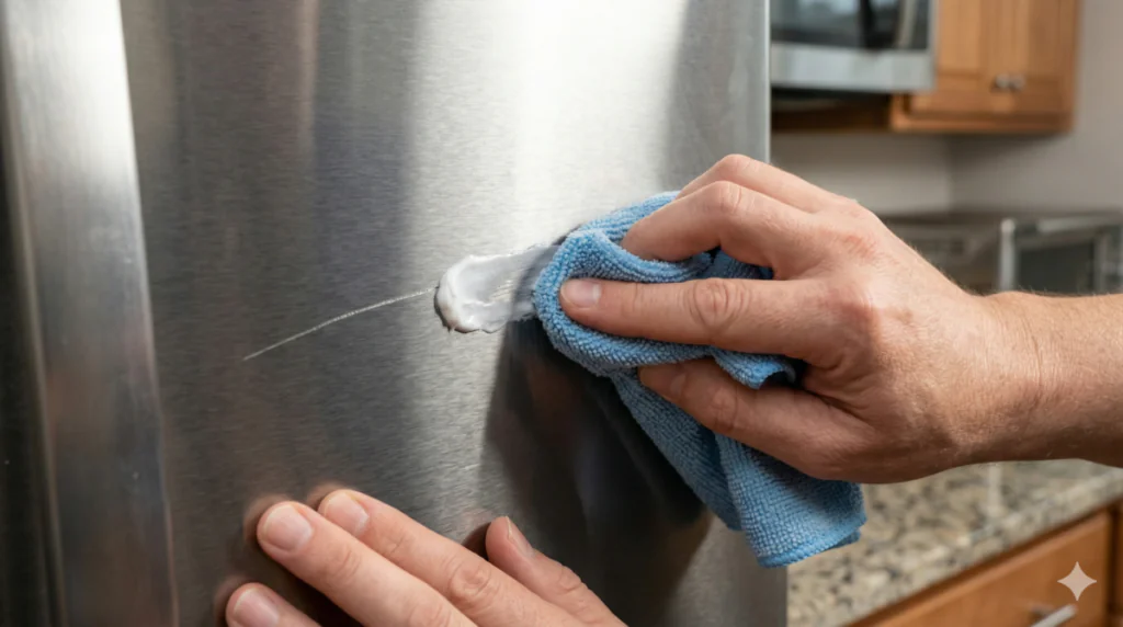 Apply And Rub Gently over the scratch