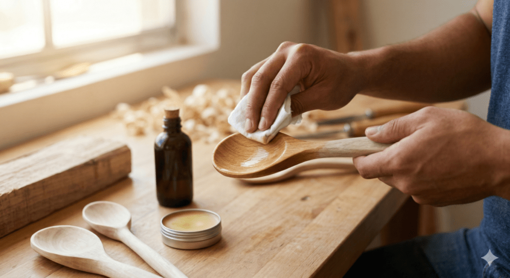 Applying Food-safe Finishes to Carve a Wooden Spoon