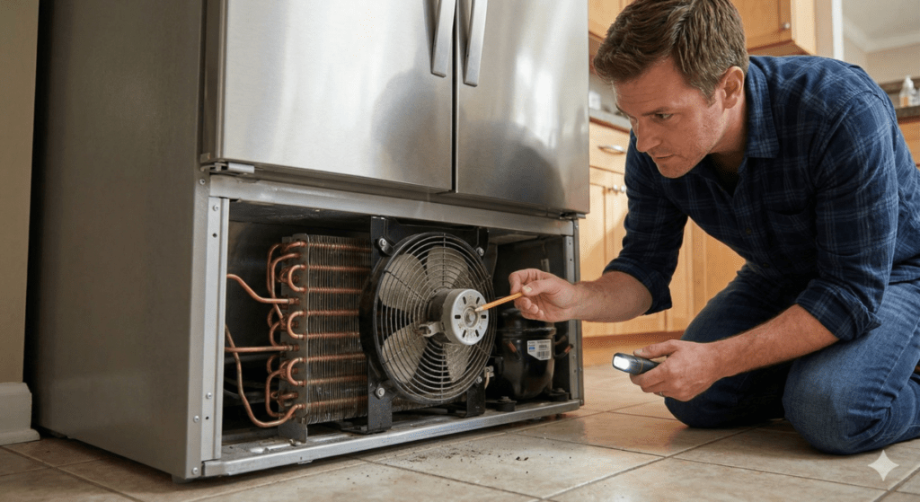 Examine the condenser fan