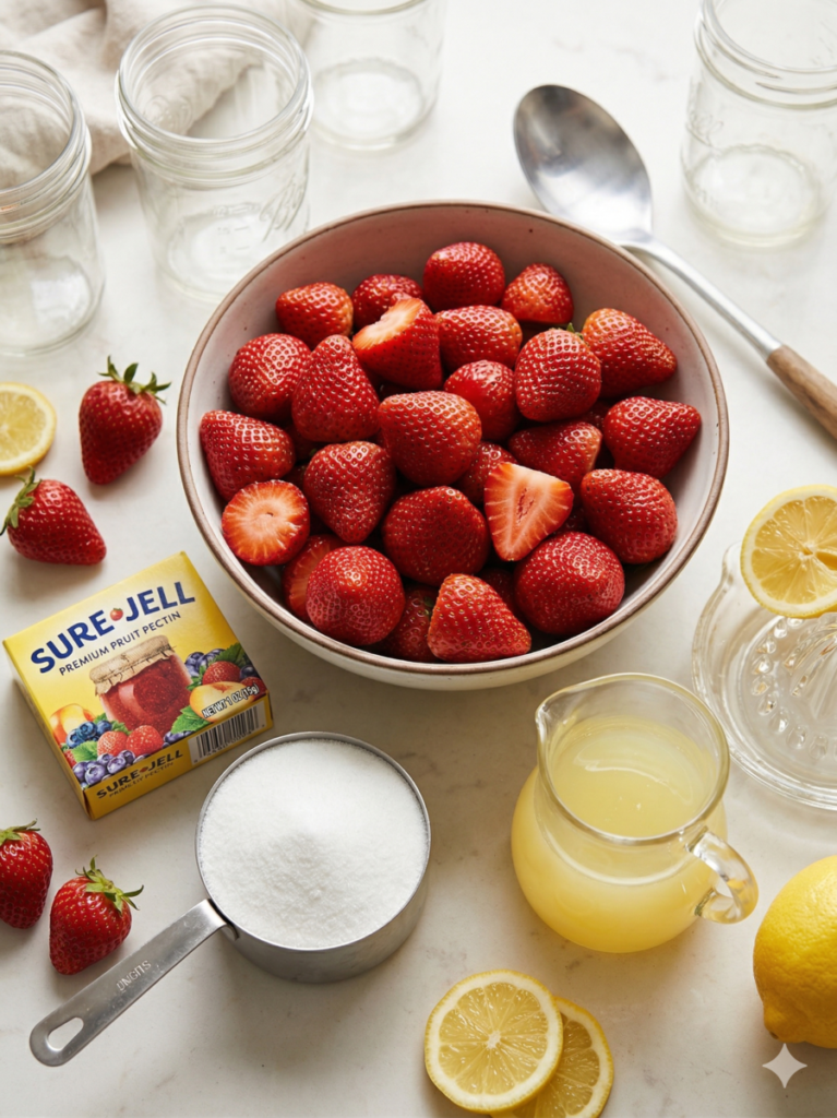 Ingredients Needed for Making Strawberry Freezer Jam