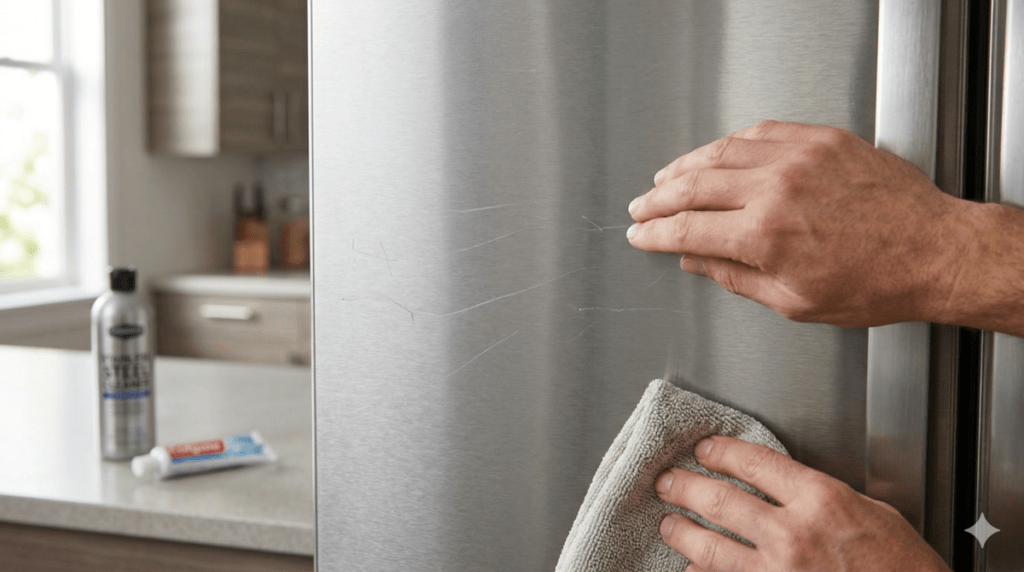 Light Surface Scratches on Stainless Steel Refrigerator