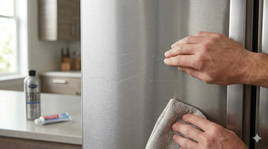 Light Surface Scratches on Stainless Steel Refrigerator