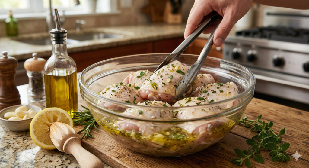Marinating to chicken thighs
