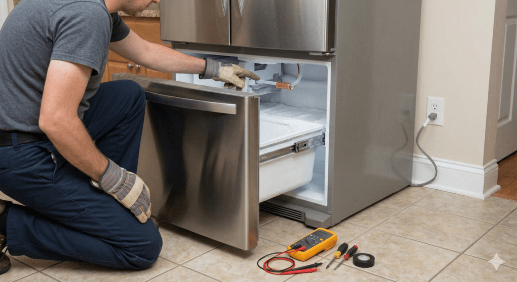Preparing for the test of the ice maker fill tube heater