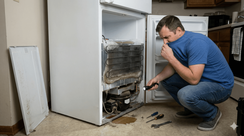 mechanical issues causing odors in refrigerator